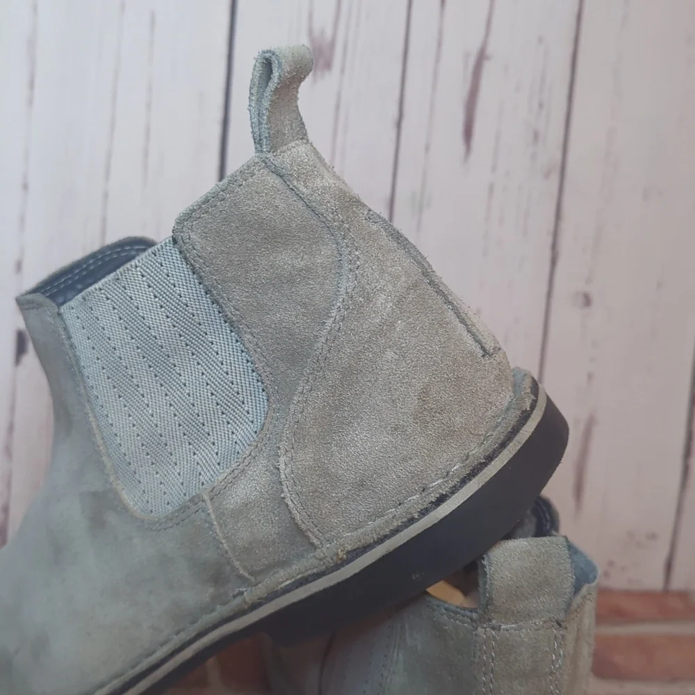 Steve‎ Madden Mens Grey Sand Suede Intuit Leather Chelsea Boot Size 12